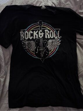 Bella Canvas Black Rock & Roll Winged Guitar Graphic Tee